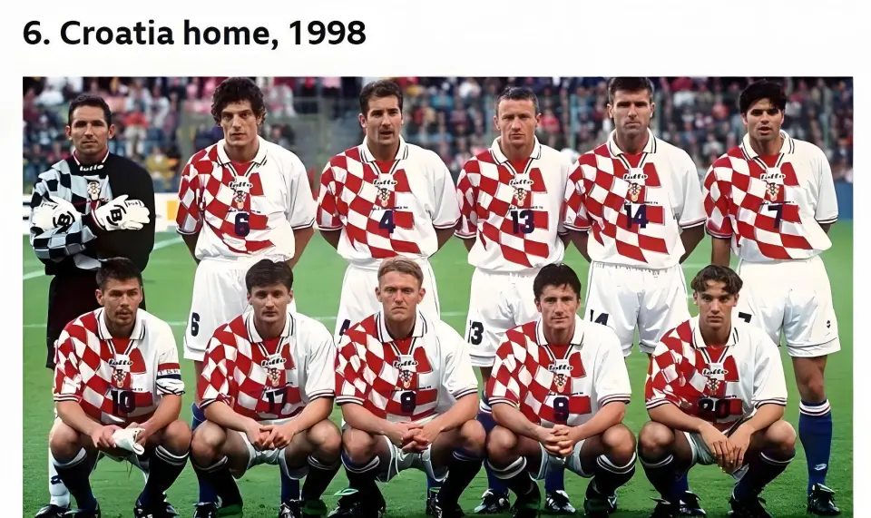 Croatia 1998 checkerboard home jersey